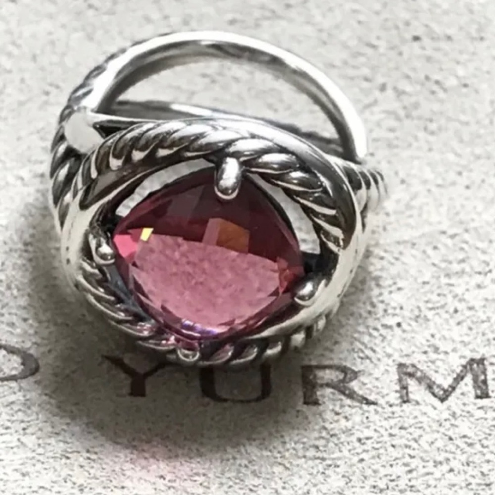 David Yurman pink tourmaline 11 mm silver infinity ring stunning valentines